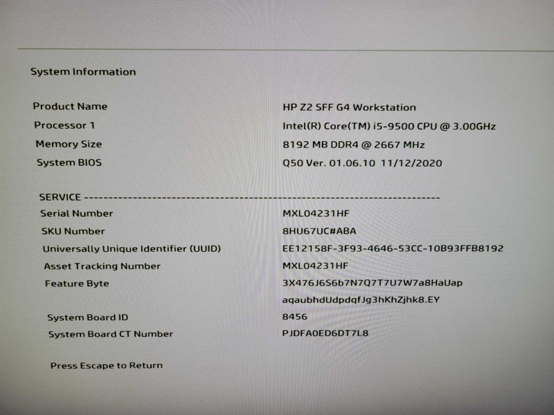 HP Z2 SFF G4 - Core i5-9500 | 8GB RAM | 1TB HDD Q%