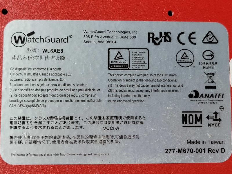 WatchGuard Firebox M470 Network Firewall Appliance Q_