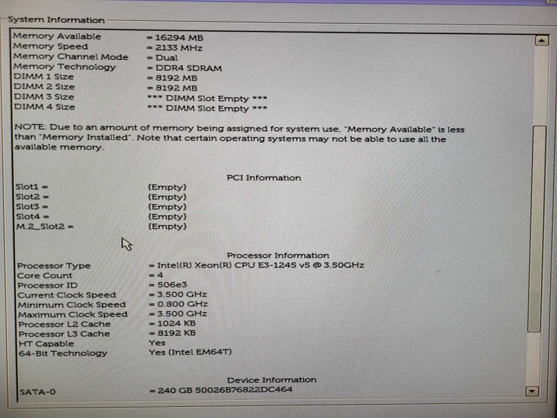 Dell Precision 3620 Xeon E5-1245 v5 @ 3.60GHz 16GB DDR4 240GB SSD $