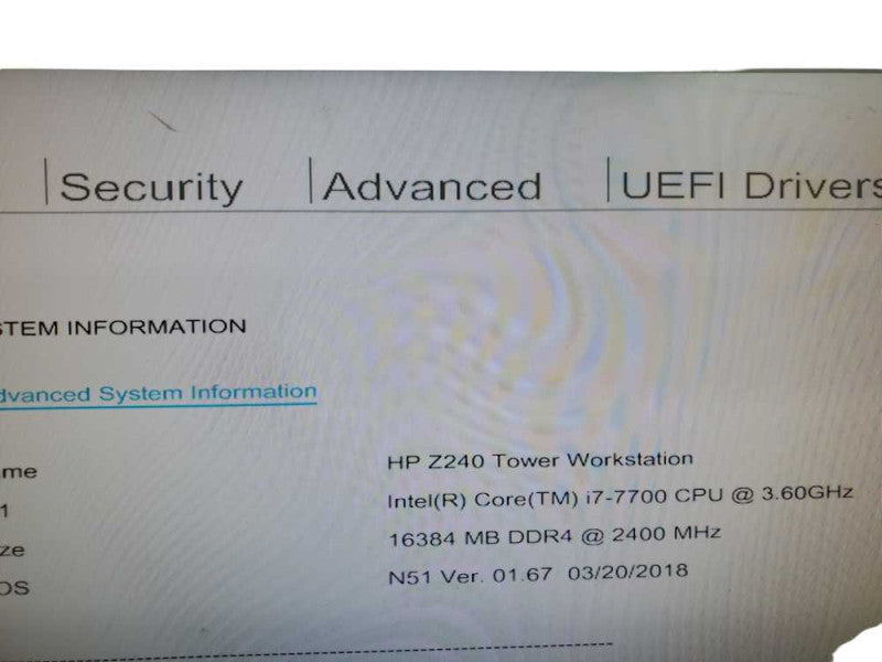 HP Z240 Tower Workstation i7- 7700 CPU @ 3.60GHz 16GB RAM NO HDD Q