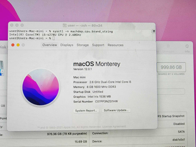 Apple Mac Mini 2014 Core i5-4278U @ 2.6GHz 8GB DDR3 1TB HDD (