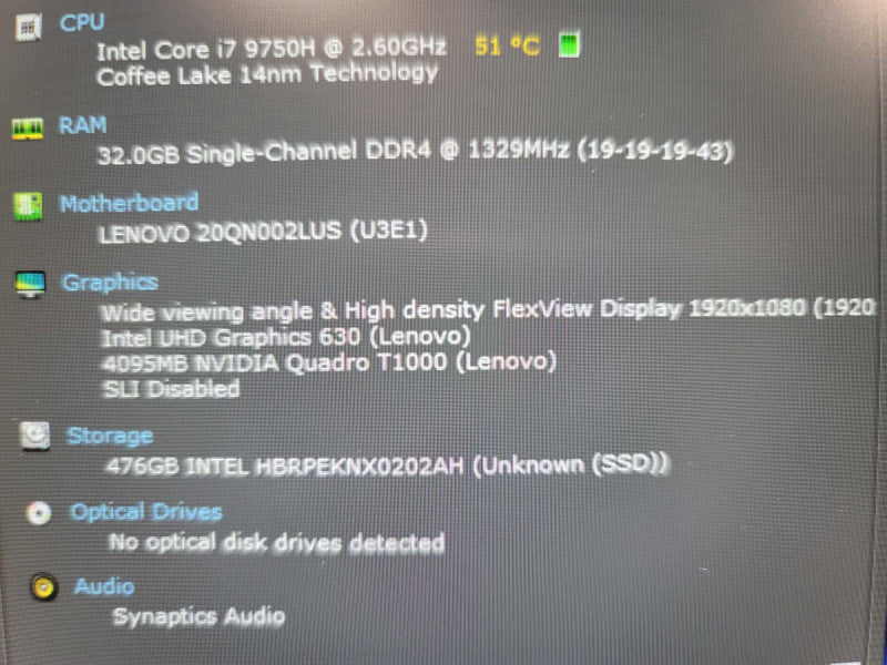 Lenovo ThinkPad P53 i7-9750H, 32GB DDR4, Quadtro T1000, 512GB m.2 Q