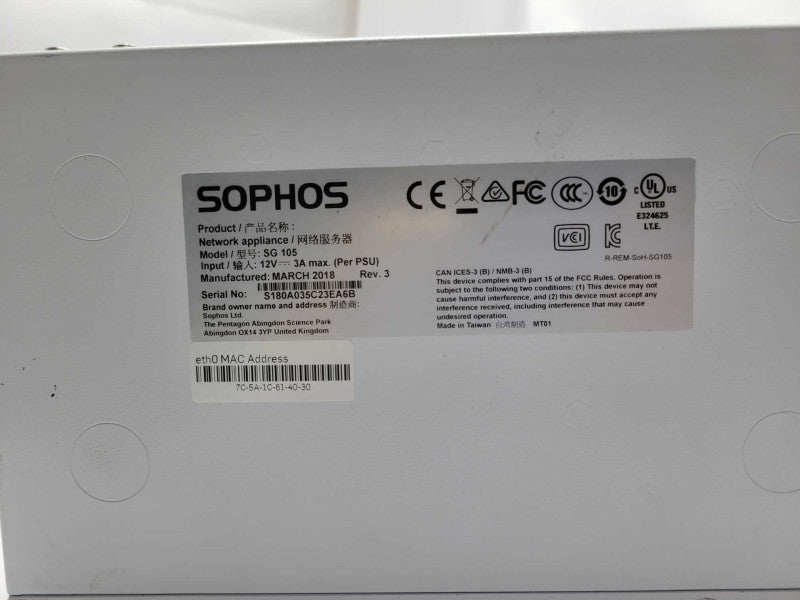SOPHOS SG 105 Network Security Appliance, READ _