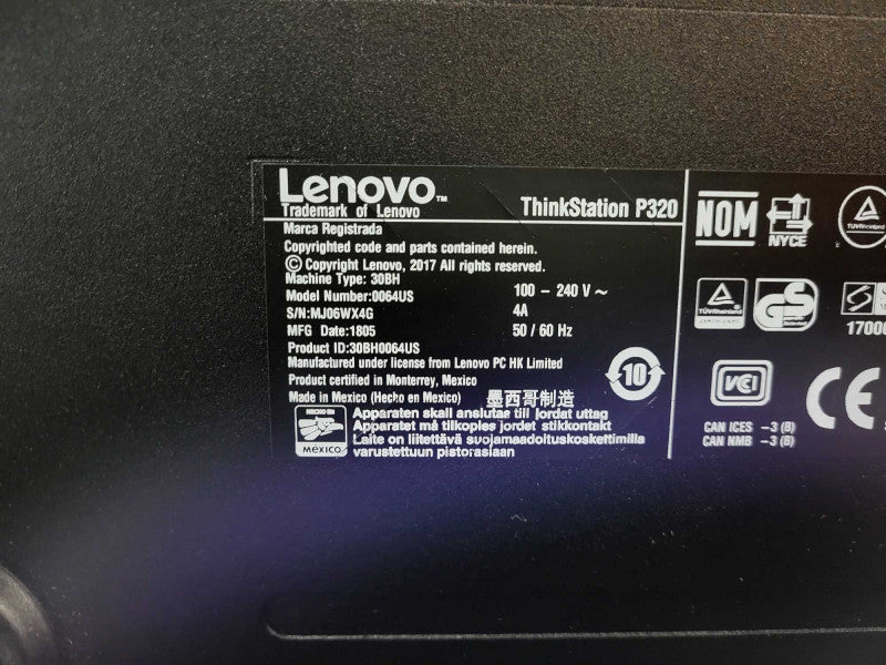 Lenovo ThinkStation P320 Tower E3-1240 v6 @ 3.7GHz 16GB DDR4 512GB NVme $