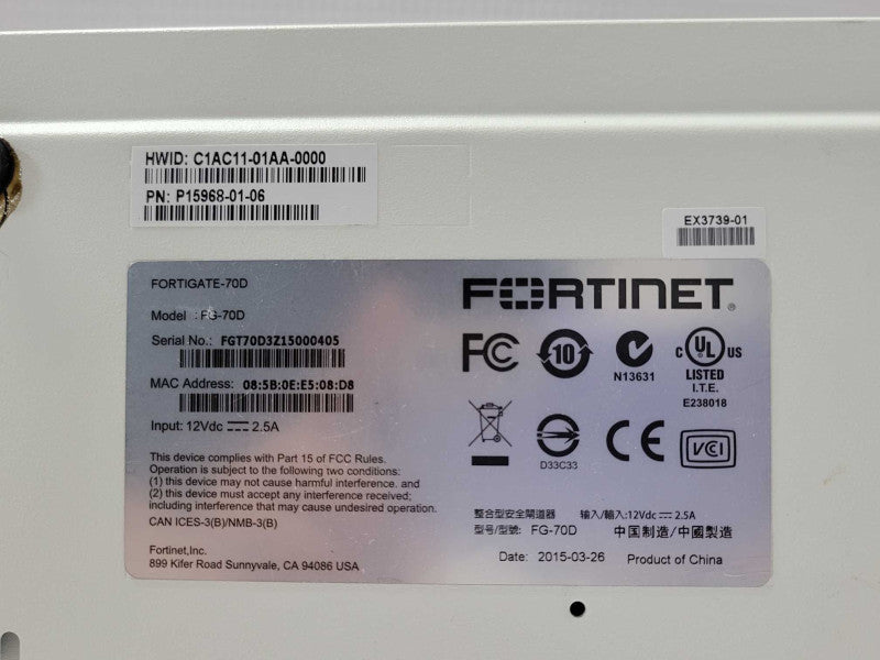 Fortinet Fortigate 70D FG-70D Firewall Network Security Appliance, READ _