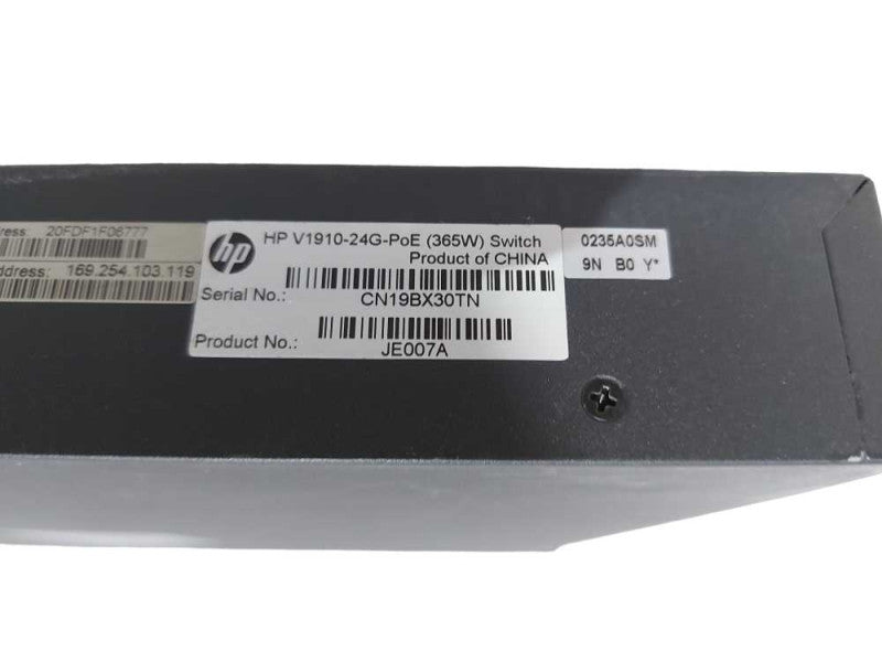 HP ProCurve V1910-24G-PoE 365W Gigabit Network Switch - Fact Reset #