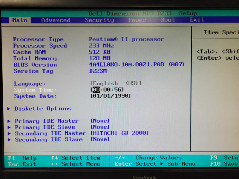 Dell Dimension XPS D233, pentium II 233MHz, 128MB RAM, No HDD, READ _