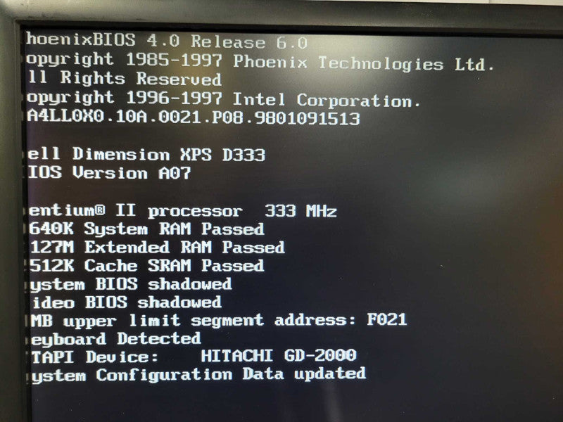 Dell Dimension XPS D233, pentium II 233MHz, 128MB RAM, No HDD, READ _