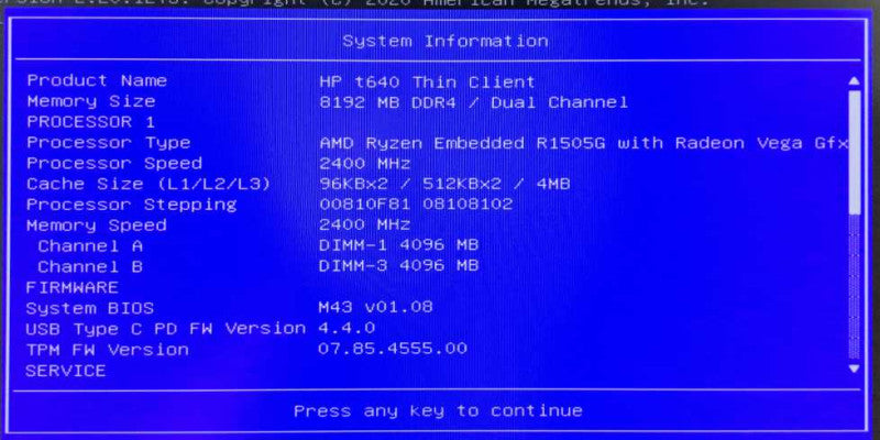 HP t640 Thin Client | AMD Ryzen R1505G @ 2.40GHz 8GB DDR4 Vega GFX  )