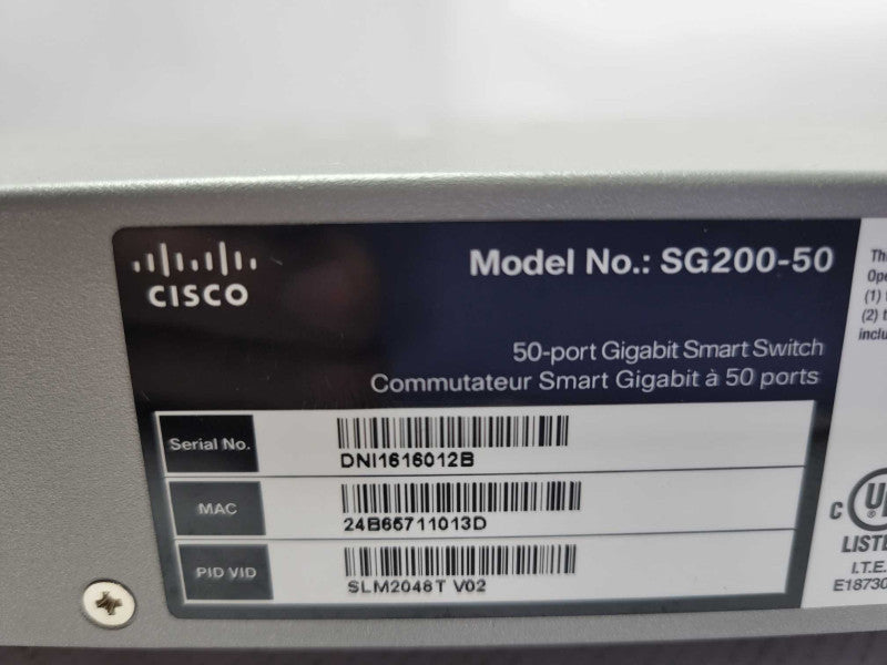 Cisco SG200-50 50x port gigabit smart switch\t _
