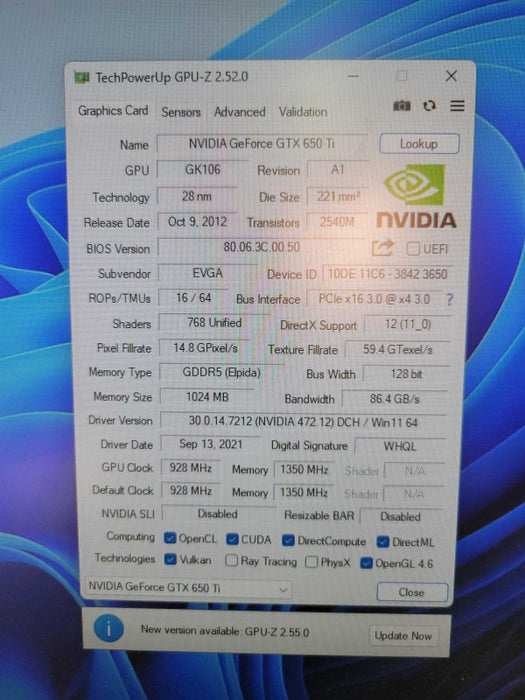 EVGA NVIDIA GTX 650Ti 1GB %
