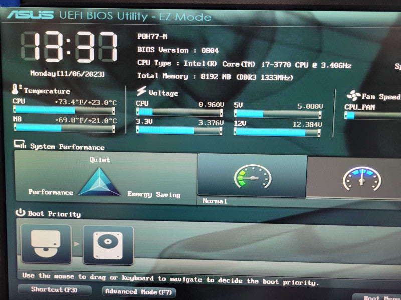 Intel Core i7-3770 @ 3.4Ghz | ASUS P8H77-M | 8GB DRAM + I/O Plate %