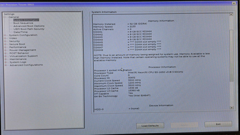 Dell Precision T5810 Xeon E5-1650 v3 @ 3.50GHz 32GB DDR4 No GPU/HDD\\'s )