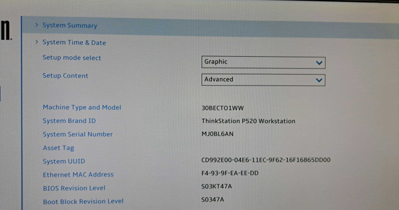 Lenovo ThinkStation P520 Xeon W-2123 @ 3.60GHz 64GB DDR4 1TB M.2 No GPU )
