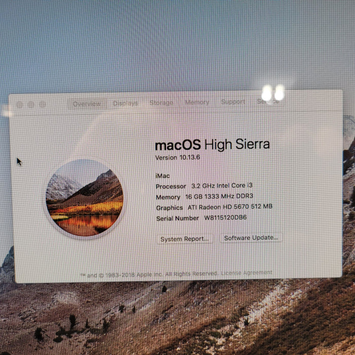 Apple iMac Core i3 3.2GHz 27 inch (Mid-2010) 16GB RAM 1TB SSD  -