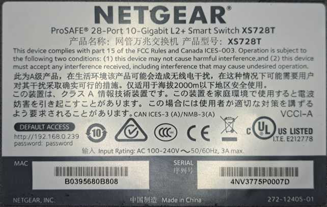 Netgear ProSAFE XS728T | 24-Port 10-Gigabit L2+ 4SFP+ Network Smart Switch )