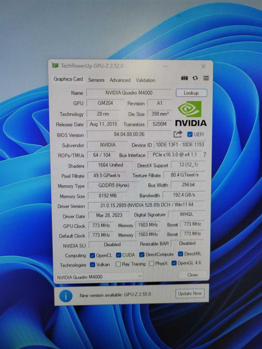 Nvidia Quadro M4000 8 GB GDDR5 PCI Express 3.0 x16 GPU 4x DP !