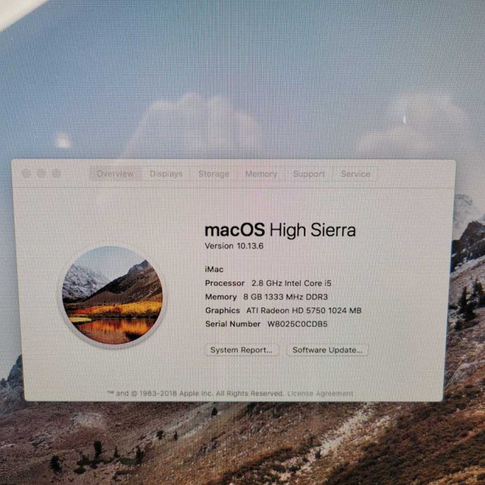 Apple iMac Core i5-760 @2.8GHz 27\\" (Mid-2010) 512GB SSD & 8GB RAM  -
