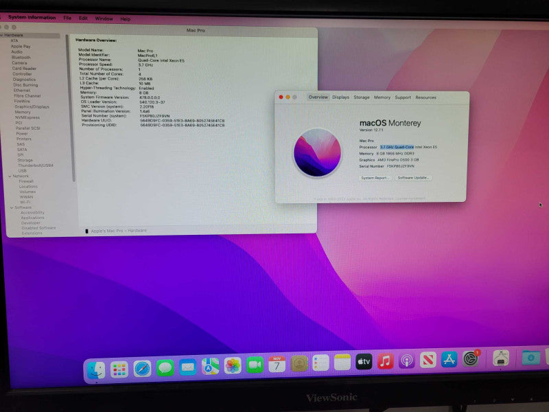 Apple Mac Pro 2013 A1481 Xeon E5-1620v2 3.7GHz QC 8GB 256GB _
