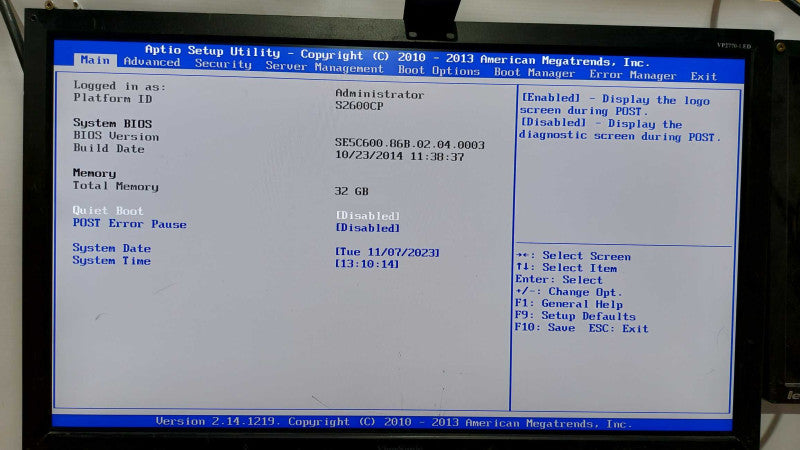 S2600CP Server Xeon E5-2640 V2 @ 2.00ghz / 32gb ram / RMS25PB080 Raid #