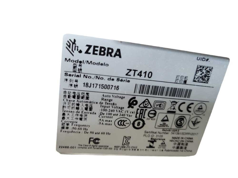 Zebra ZT410 Thermal Label Printer 300dpi USB Serial Ethernet RFID/BT