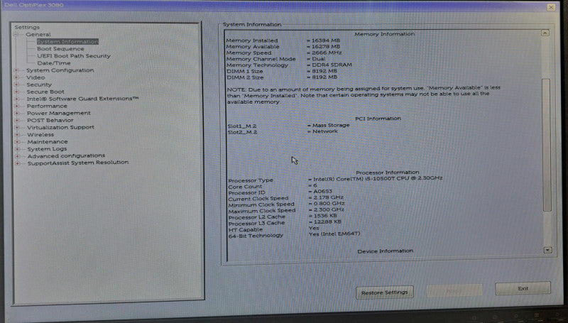Dell OptiPlex 3080 USFF i5-10500T @ 2.30GHz 16GB DDR4 256GB M.2 + Adapter Q)