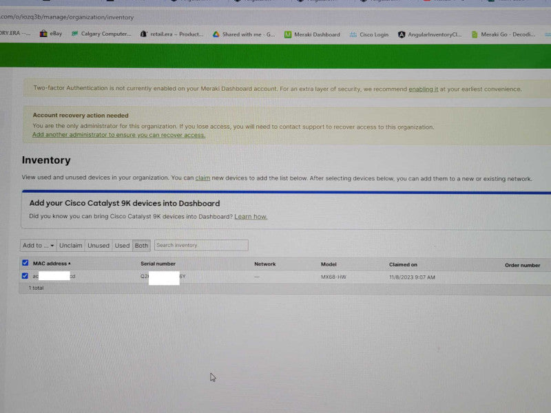 Cisco MX68-HW Cloud Managed Security Appliance UNCLAIMED _