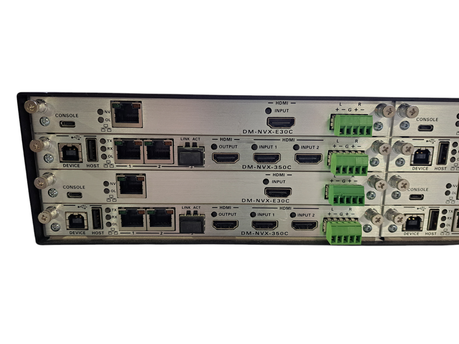 Crestron DMF-CI-8 Digital Media Chassis w/ 4x DM-NVX-E30C, 4x DM-NVX-350C