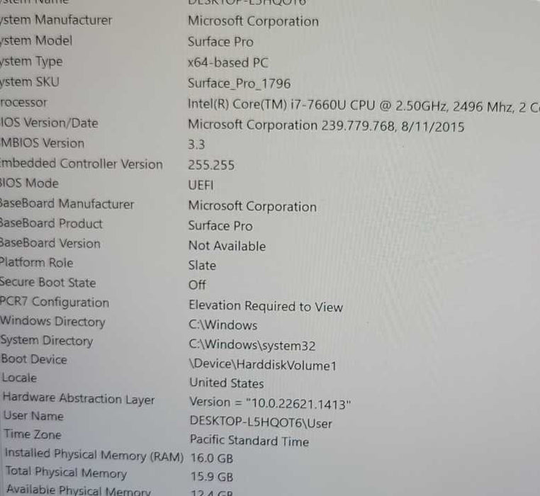 Microsoft Surface Pro 1796 Core i7-7660U 2.5GHz, 16GB RAM, 512GB SSD w/ Power _