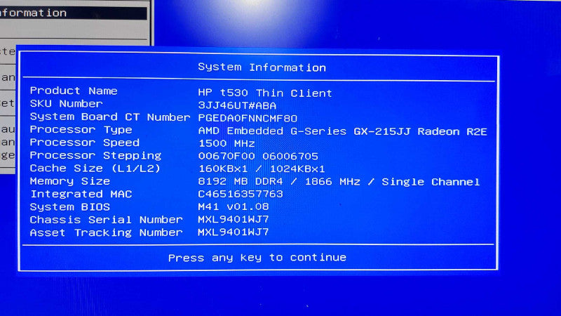 HP T530 Thinclient GX-215JJ 1.50ghz / Radeon R2E Graphics / SFF Q#