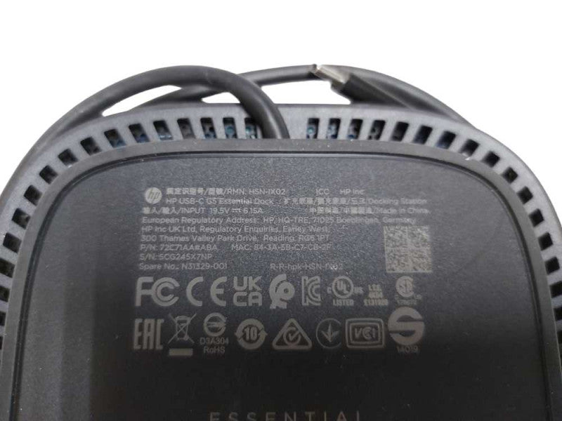 HP USB-C G5 Essentials Dock HSN-IX02 72C71AA#ABA  #