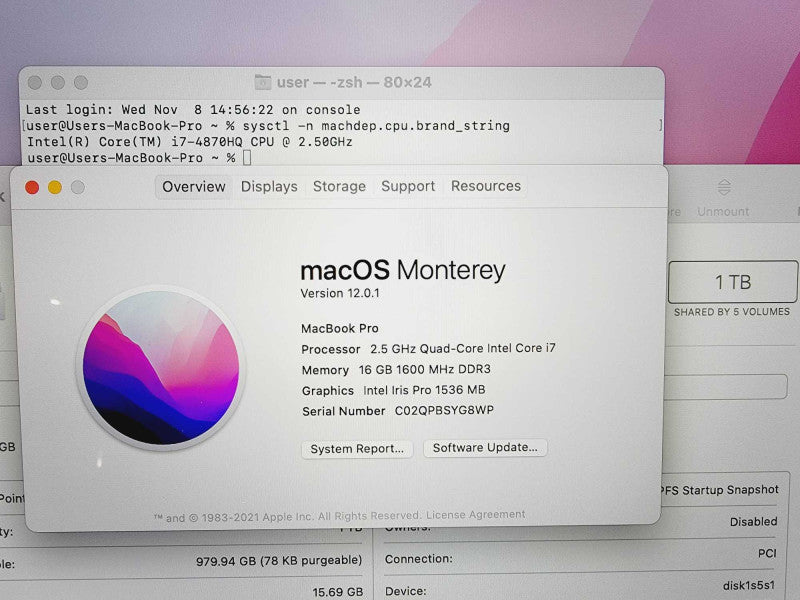 Apple Macbook Pro Retina 2015 15\\" Core i7-4870HQ @ 2.5GHz 16GB DDR3 1TB SSD Radeon R9 M370X 2GB (
