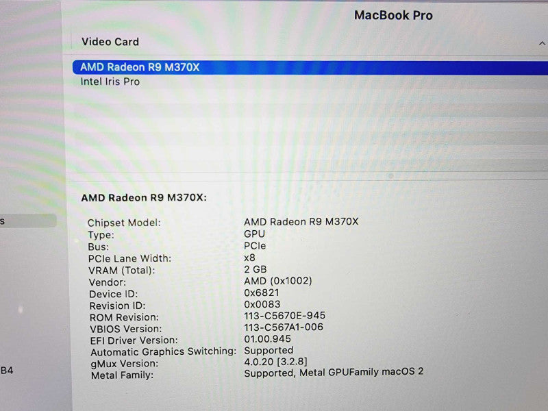Apple Macbook Pro Retina 2015 15\\" Core i7-4870HQ @ 2.5GHz 16GB DDR3 1TB SSD Radeon R9 M370X 2GB (