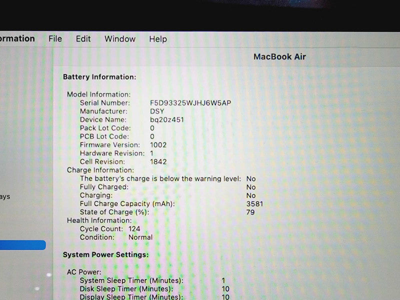 Apple Macbook Air Retina 2019 13\\" Core i5-8210Y @ 1.6GHz 8GB DDR3 120GB SSD [Read] (