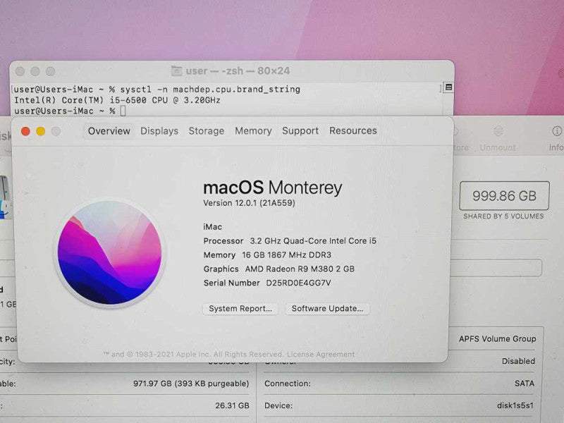 Apple iMac Retina 5K 2015 27\\" Core i5-6500 @ 3.2GHz 16GB DDR3 1TB HDD AMD Radeon R9 M380 2GB (