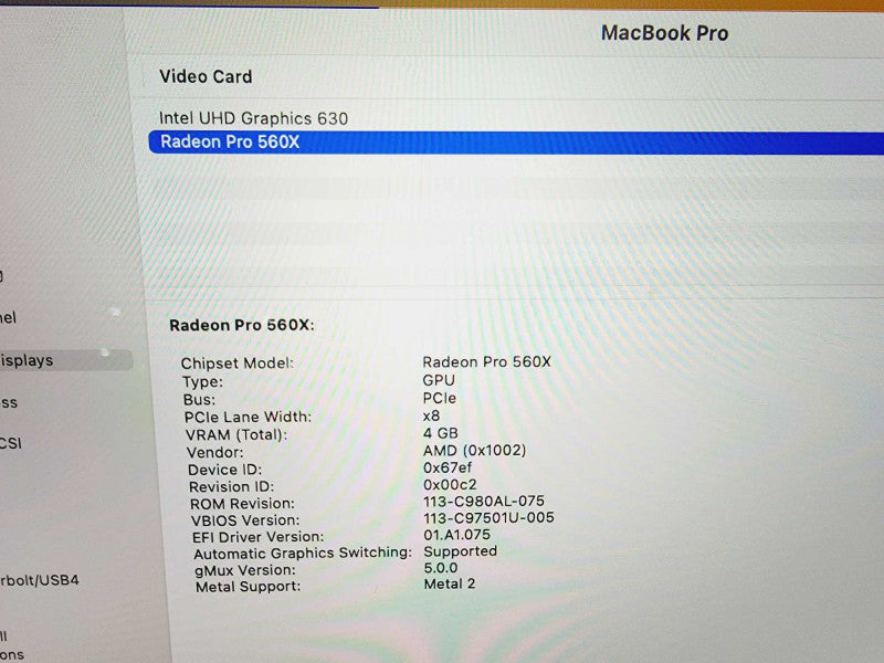 Apple Macbook Pro 2019 15\\" Core i9-9880H @ 2.3GHz 16GB DDR4 1TB SSD Radeon Pro 560X 4GB (