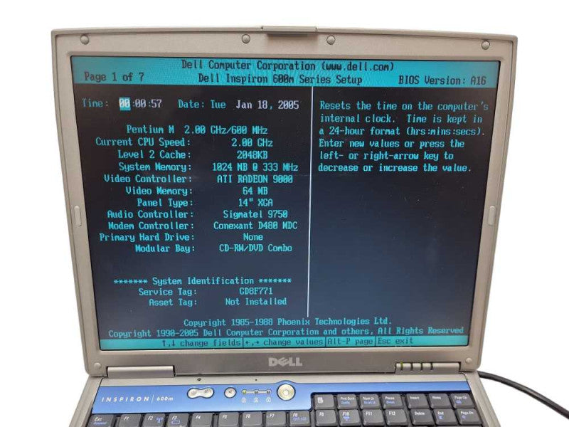 Dell Inspiron 600m Pentium M 1.4 XP PP05L Vintage Laptop &
