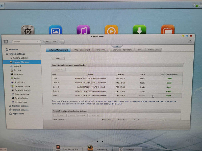 QNAP TS-509 Pro 5-Bay NAS Server with 5x Hard Drives, READ Detail _