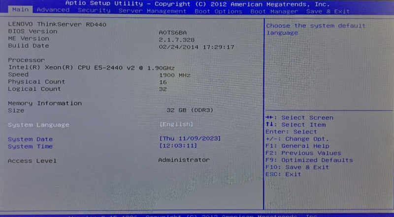 Lenovo ThinkServer RD440 Xeon E5-2440 v2 @ 1.90GHz 32GB Ram LSI RAID 1x PSU )
