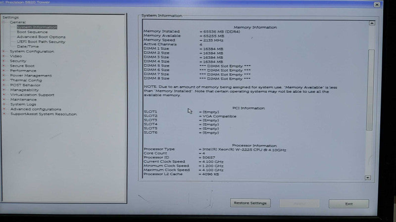 Dell Precision T5820 Xeon W-2225 @ 4.10ghz / 64gb ram / Quadro P1000 GPU #