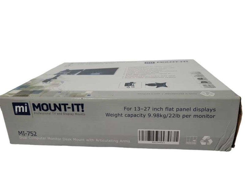 Mount-It! MI-752 Dual Monitor Mount | Double Monitor Desk Stand _
