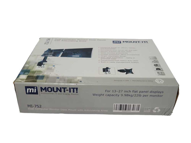 Mount-It! MI-752 Dual Monitor Mount | Double Monitor Desk Stand _