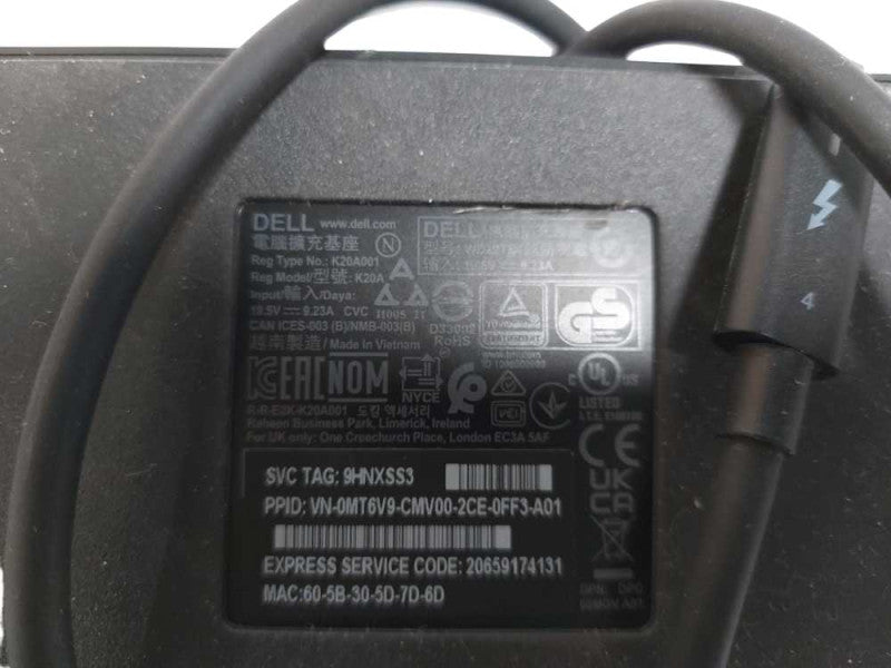 Dell K20A001 WD22TB4 Docking Station W/ Adapter Included #