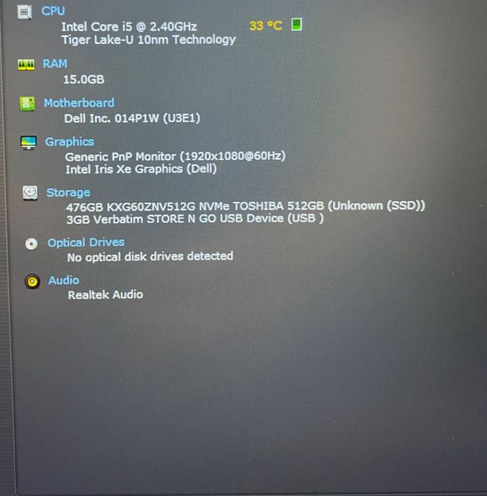 DELL LATITUDE 5420 Laptop Intel Core i5-1135G7@2.4GHz 16 GB RAM 512 GB SSD