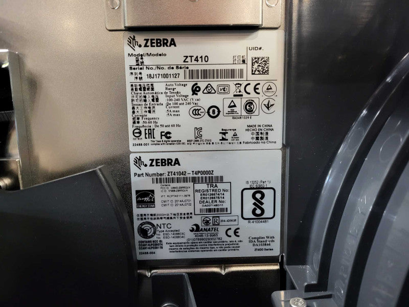 Zebra ZT410 DT/Thermal Transfer Label Printer ZT41042-T4P0000Z READ Q$