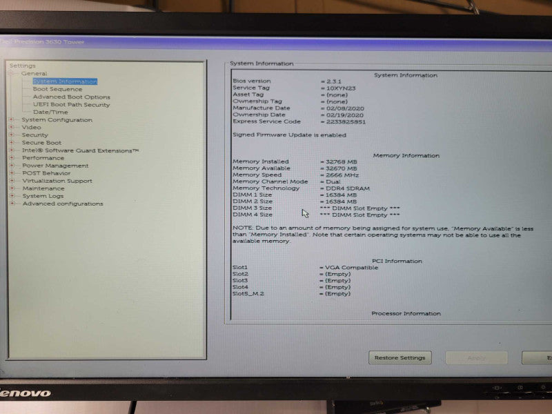 Dell precision 3630 tower Xeon E-2224 3.4GHz, 32GB DDR4, 1TB HDD, No GPU _