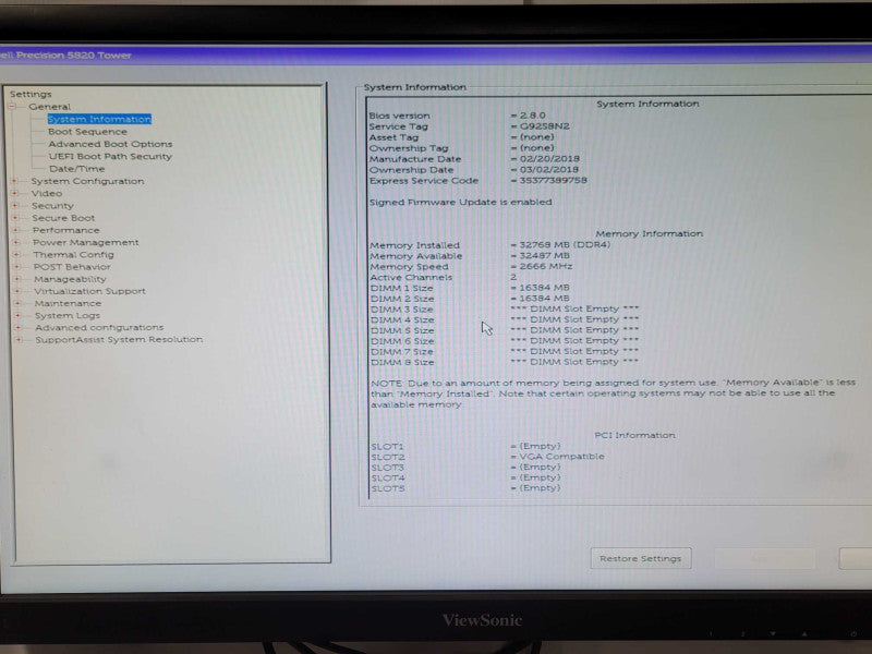 Dell Precision T5820 Xeon W-2123 3.6GHz, 32GB RAM, 256GB SSD, Quadro P1000 _