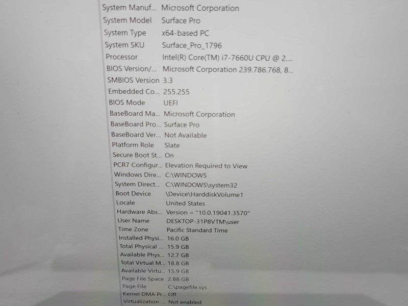 Microsoft Surface Pro 1796 Core i7-7660U 2.5GHz, 16GB RAM 512GB SSD w/ Power _