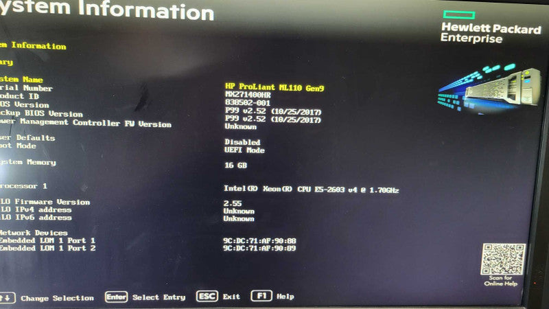 HP PL ML110 Gen9 - Xeon e5-2603 v4 | 16GB RAM | B140i RAID %