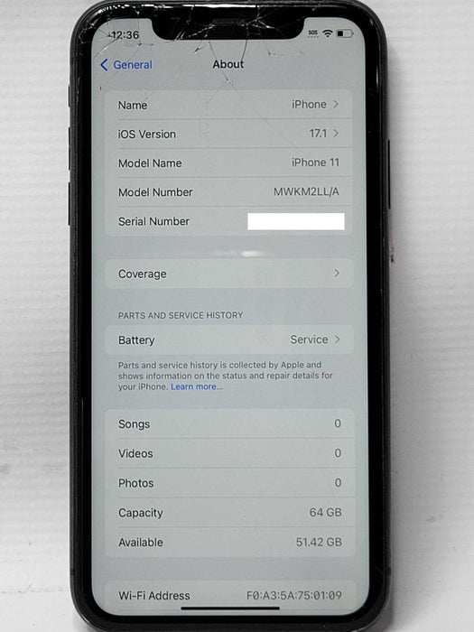 Apple iPhone 11 64GB CRACKED SCREEN, READ _